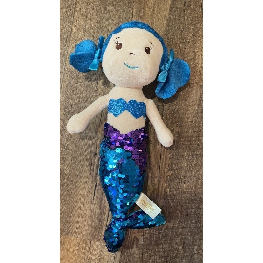 Dan Dee Mermaid Sequin Tail Plush Stuffed Doll Toy Turquoise Teal Purple 15"